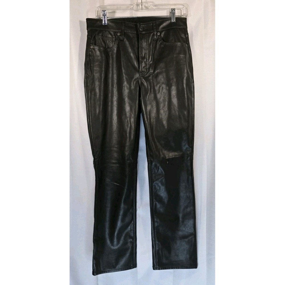 GAP Vintage Slim Leather Pants Olive Green Womens Size‎ 8R 29W High Rise